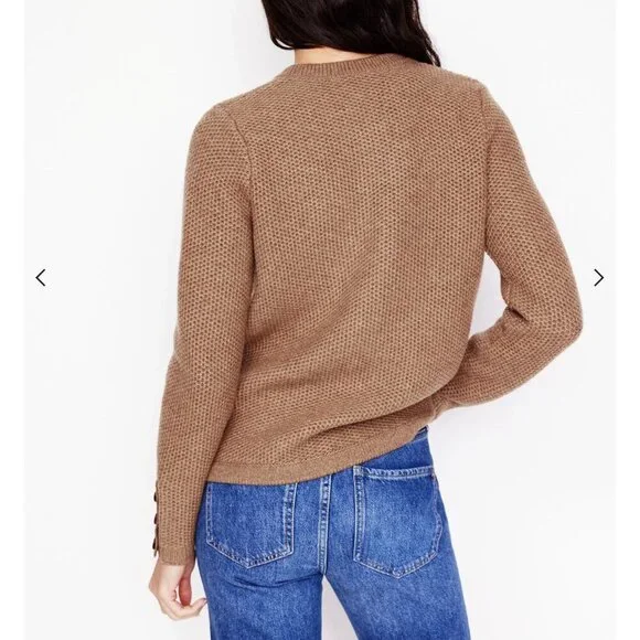 New Boden Wool Blend Textured Cardigan Praline Brown 4, S $165 - Picture 3 of 8